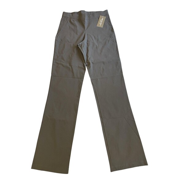 Long Tall Sally Trouser Pants Size 8 Black Stretch Straight Pull On Full Length - Picture 2 of 12